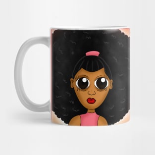 Cute brown skin girl with afro digital art drawing Mug